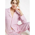 Pink 3D Striped Flannel Women's Long Sleeve Classic Pajamas (1X-3X)